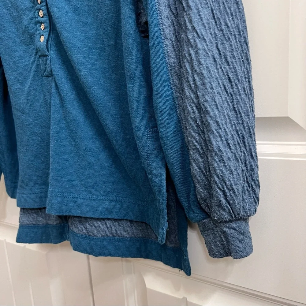 We The Free Oversized Henley in Turquoise, Size XS - Picture 6 of 7